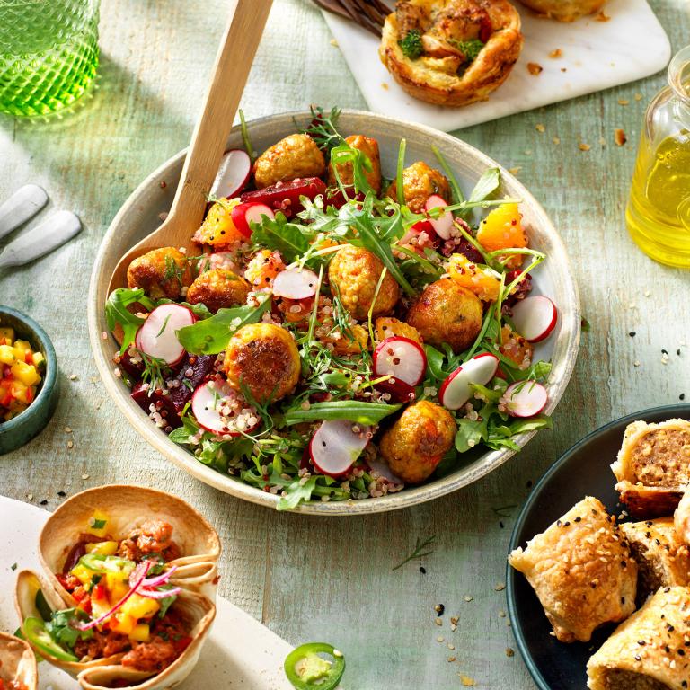Vegetable Balls Quinoa Spring Salad Spring salad with vegetable balls